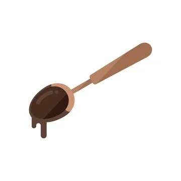 Chocolate paste spoon icon flat vector. Cocoa cream Illustrazione stock