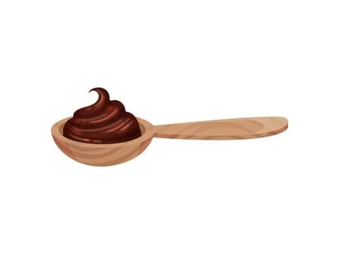 Chocolate paste in a spoon. Vector illustration on white background. Illustrazione stock