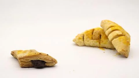 Chocolate pastry cake with a triangular shape 스톡 사진