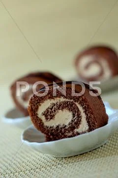 Chocolate pastry with cream Stock Photos