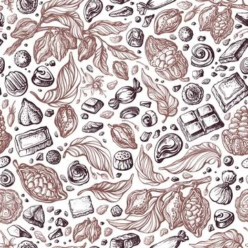 Chocolate pattern. Vector graphic seamless sketch Stock Illustration