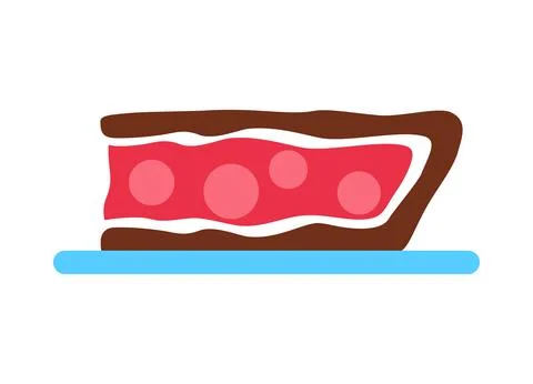 Chocolate pie slice with berry isolated on white Stock Illustration