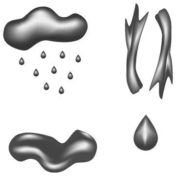 Chocolate pieces with splashes, drops of white chocolate in retro gray tones. 3d Stock Illustration