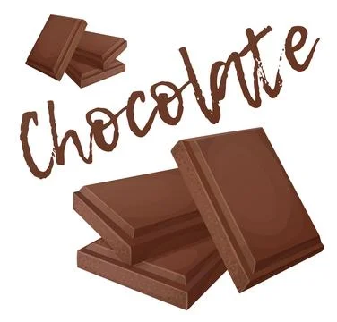 Chocolate pieces vector icon isolated on white background, broken brown Stock Illustration