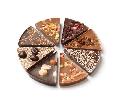 Chocolate pizza isolated on white background Stock Photos
