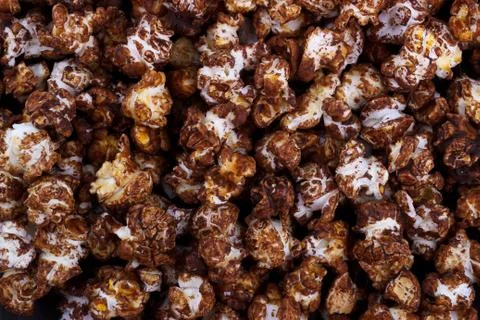 Chocolate popcorn background Stock Photos