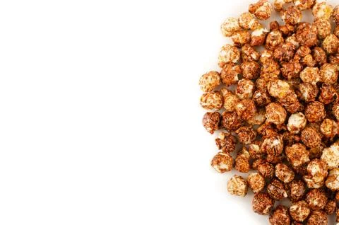 Chocolate popcorn isolated and space for text Stock Photos