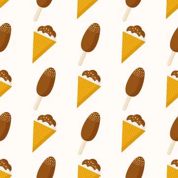 Chocolate Popsicle and cone pattern for cafe web design Stock Illustration