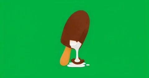 Chocolate popsicle cracking, oozing filling and collapsing shell showing melting Stock Footage 317456718