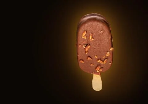 Chocolate popsicle with nuts Stock Photos