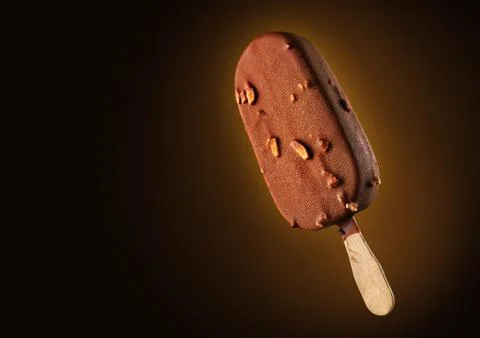 Chocolate popsicle with nuts Stock Photos