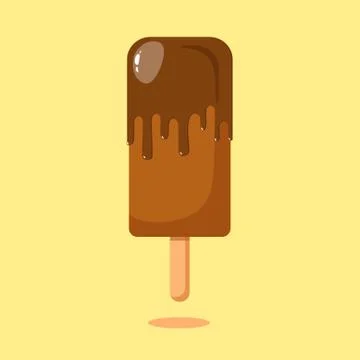 Chocolate popsicle on stick Isolated on colored background Stock Illustration