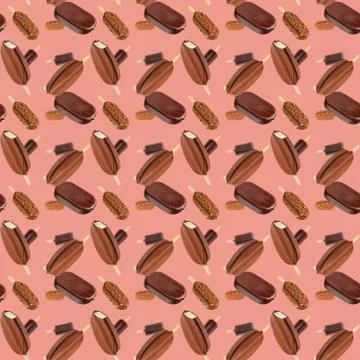 Chocolate popsicles seamless texture or pattern Stock Photos