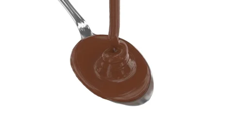 Chocolate is poured onto a spoon Stock Footage 95941259