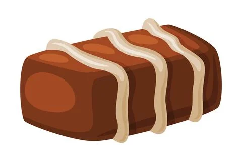 Chocolate praline candy of rectangular shape. Tasty sweet dessert cartoon vector Ilustración de archivo