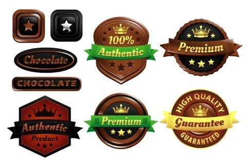 Chocolate Premium Authentic Badges Stock Illustration