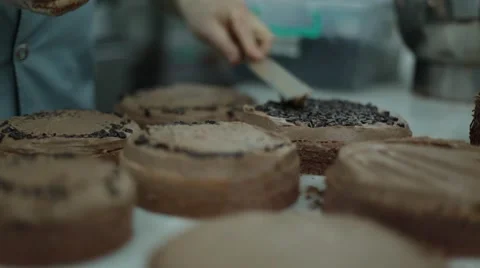 Chocolate Preparation Of Cakes Stock Footage 61943651