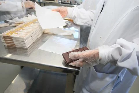 Chocolate production in public school Stock Photos