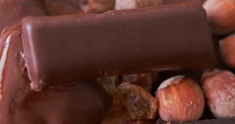 Chocolate products close up Stock Footage 97408438