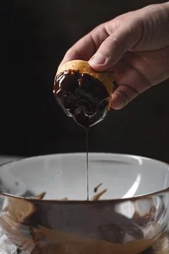 Chocolate profiterole. Stock Photos