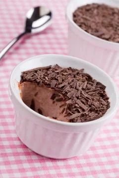 Chocolate pudding and chips dessert Stock Photos