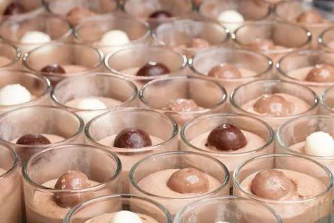 Chocolate pudding buffet Stock Photos