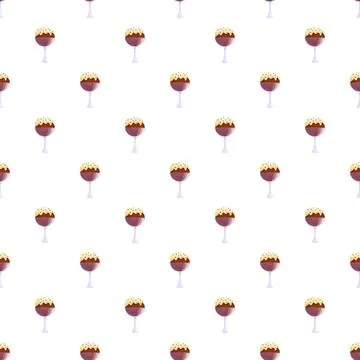 Chocolate pudding dessert in glasses seamless pattern Stock Illustration