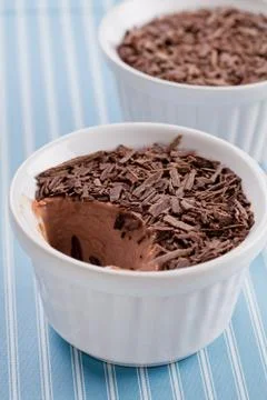 Chocolate pudding pots Stock Photos