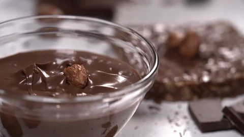 Chocolate Pudding Spread With Hazelnuts Stock Footage 110845484