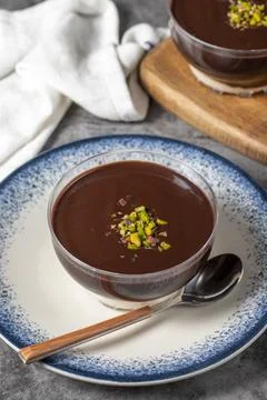 Chocolate pudding. Supangle or chocolate pudding prepared with sugar, starch, Stock Photos