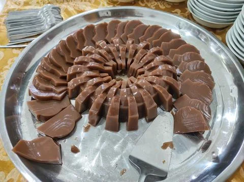 Chocolate pudding on the wedding table Stock Photos