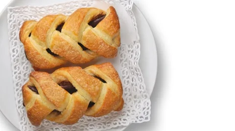 Chocolate puff pastry closeup Stockbeeldmateriaal 8848768