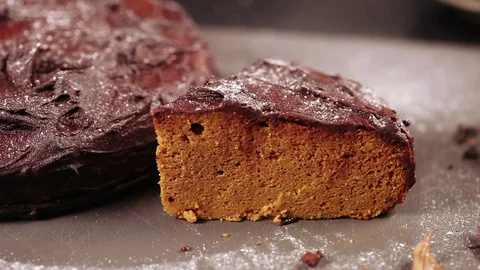 Chocolate pumpkin cake Stock Footage 82643888
