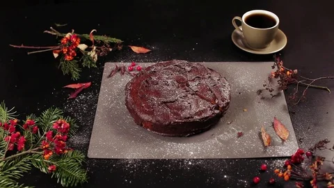 Chocolate pumpkin cake Stock Footage 82738636