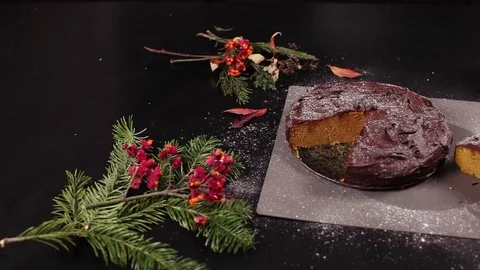 Chocolate pumpkin cake Stock Footage 82738757