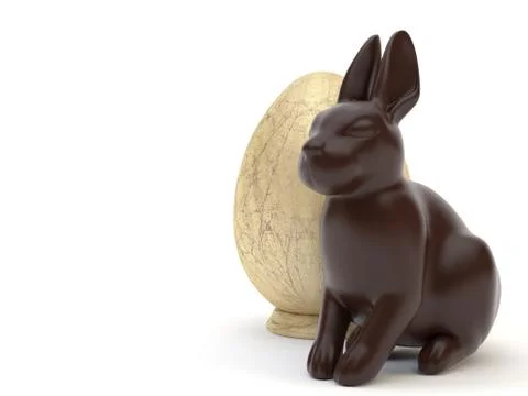Chocolate rabbit and egg Stock Photos