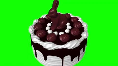 Chocolate Rabbit Cake. ChromaKey Stock Footage