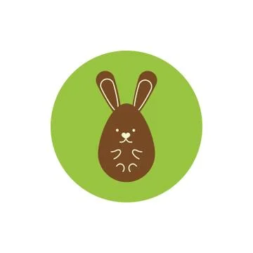 Chocolate rabbit of easter egg painted block and flat style イラスト素材