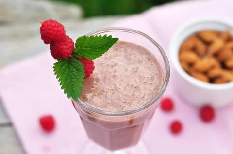 Chocolate Raspberry Smoothie Stock Photos