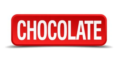 Chocolate red 3d square button on white background Illustrazione stock
