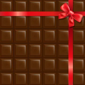 Chocolate with red bow Stock Illustration
