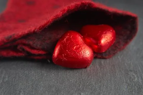 Chocolate in red heart shape Stock Photos