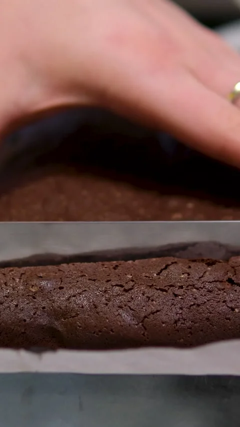 Chocolate roll cake. Cutting chocolate log Stock Footage 303483121