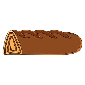 Chocolate roll cake slice. Vector Stock Illustration