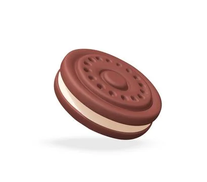 Chocolate Sandwich Cookie vector 3d icon. Stock Illustration