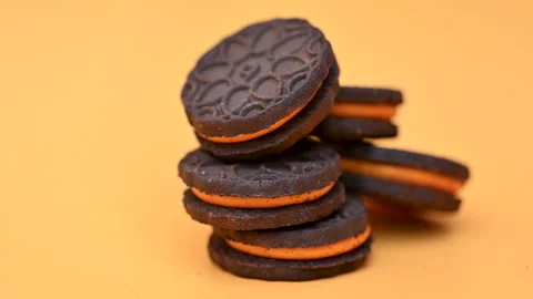 Chocolate sandwich cookies Stock Footage 289727981