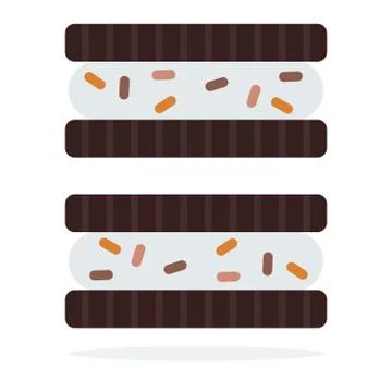 Chocolate sandwich cookies with stuffing vector flat isolated Ilustración de archivo