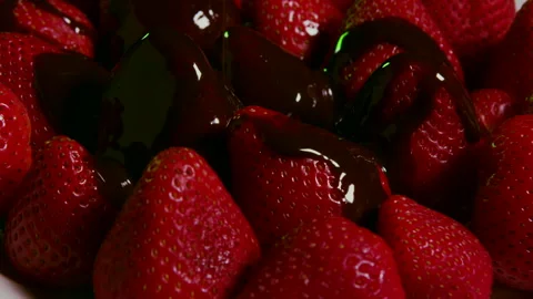 Chocolate Sauce put On Strawberries Stock Footage 243616335