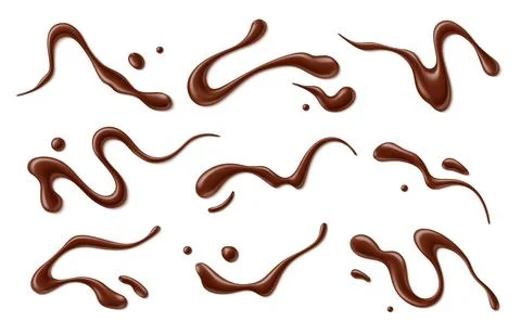 Chocolate sauce syrup drop, splash, stain, swirl Stock Illustration