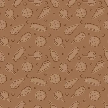 Chocolate Seamless Pattern Design with Choco Decoration in Template Hand Dr.. Stock Illustration
